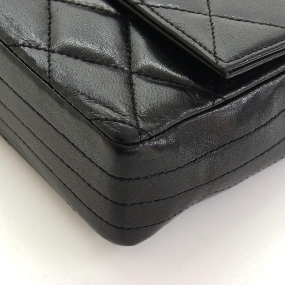 8" Black Quilted Flap