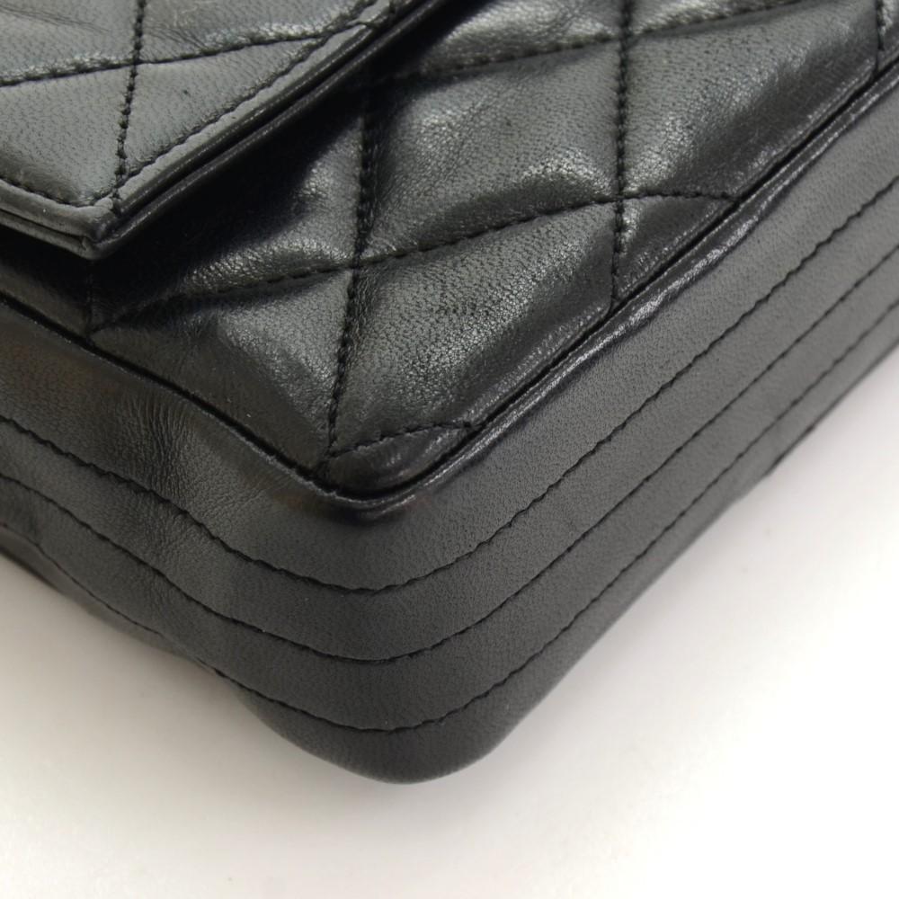 8" Black Quilted Flap