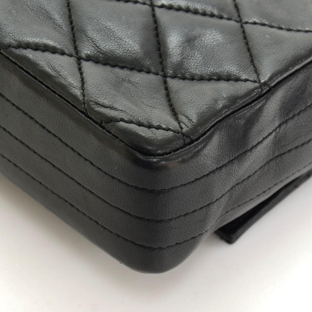 8" Black Quilted Flap