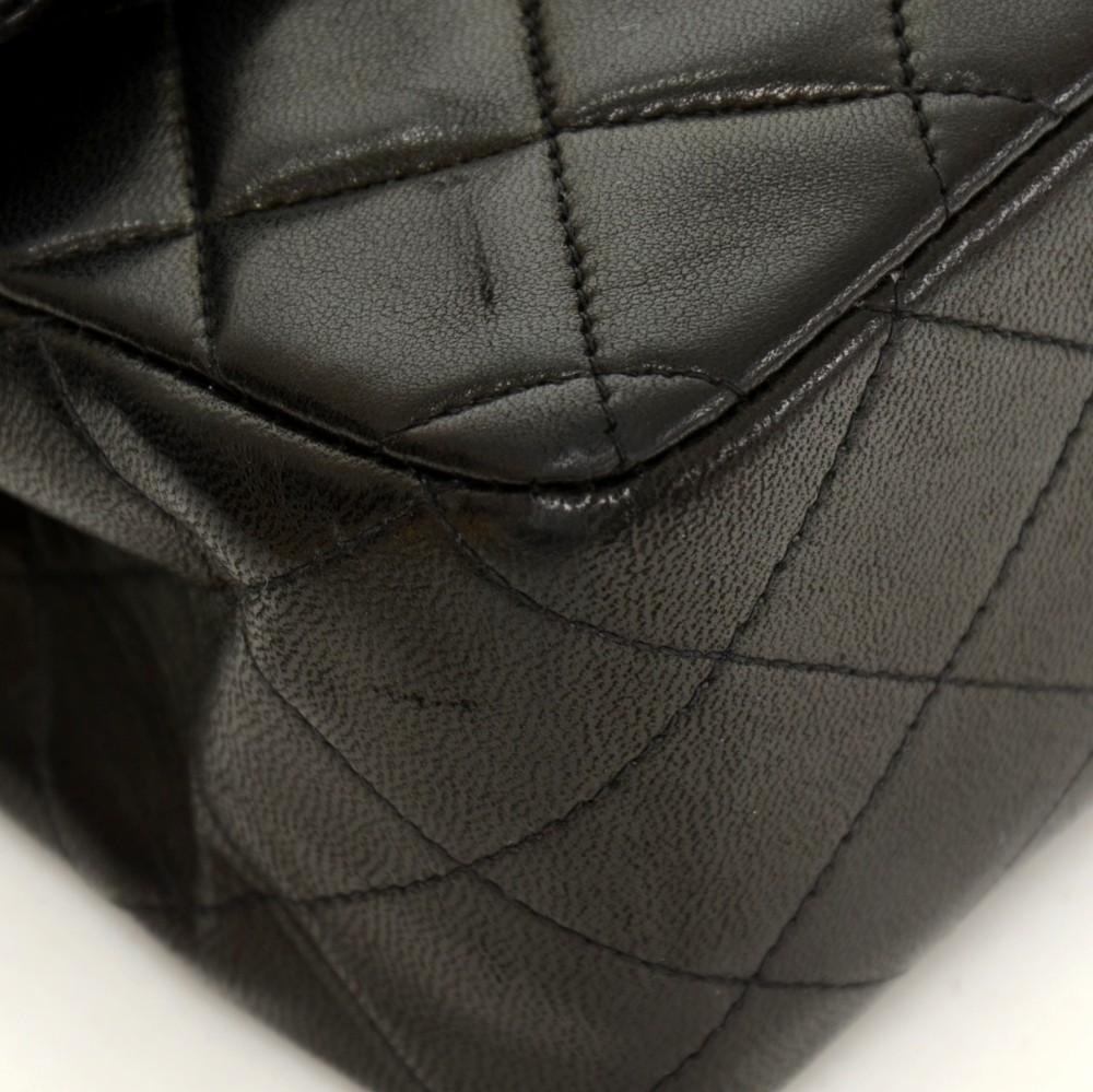 2.55 10" Double Flap Quilted Lambskin Leather Shoulder Bag