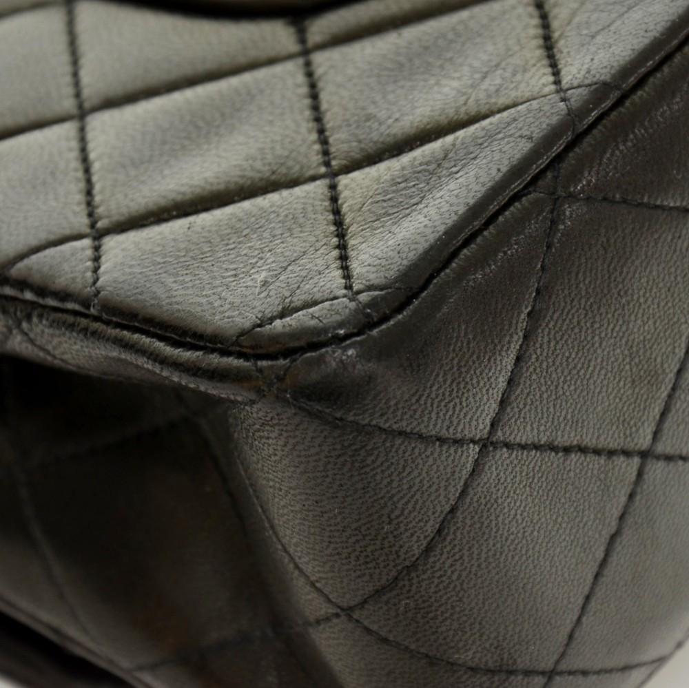 2.55 10" Double Flap Quilted Lambskin Leather Shoulder Bag