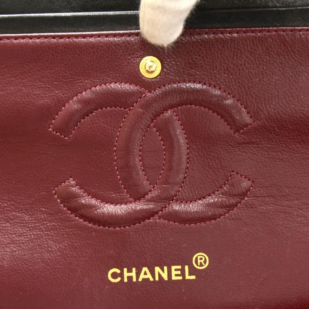 2.55 10" Double Flap Quilted Lambskin Leather Shoulder Bag