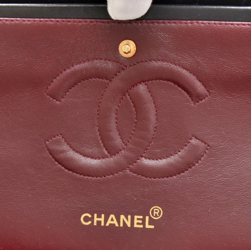 2.55 10" Double Flap Quilted Lambskin Leather Shoulder Bag