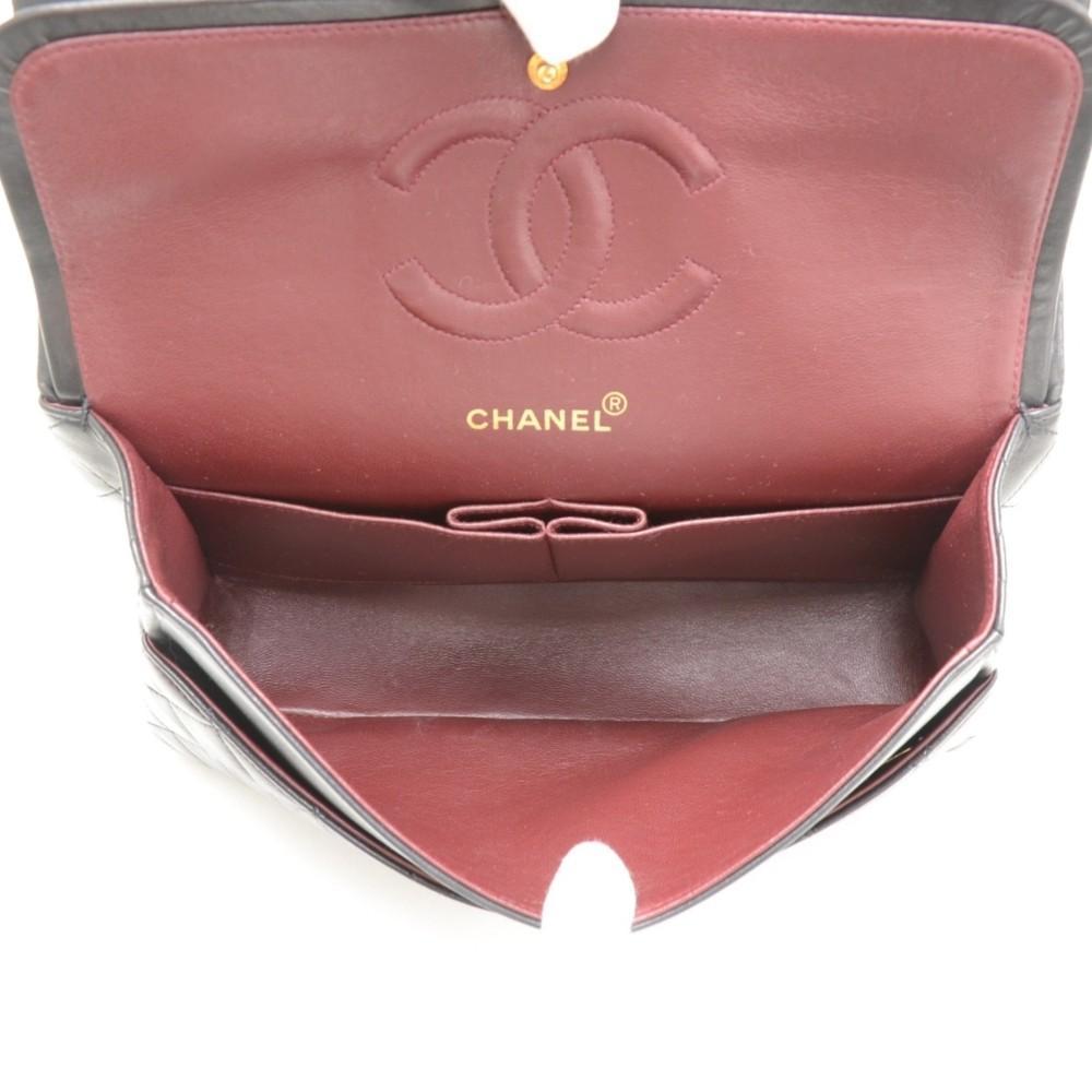 2.55 10" Double Flap Quilted Lambskin Leather Shoulder Bag