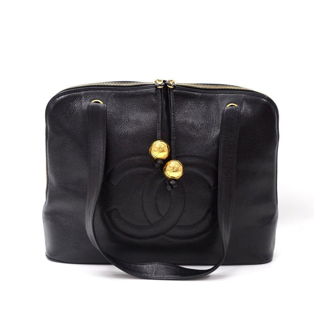 14" Caviar Leather Tote Bag