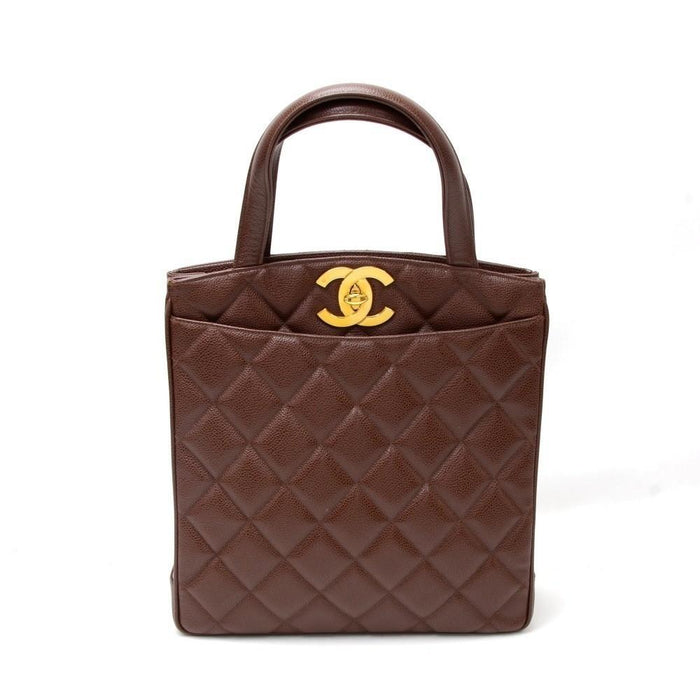 11" Quilted Caviar Leather Tote Bag