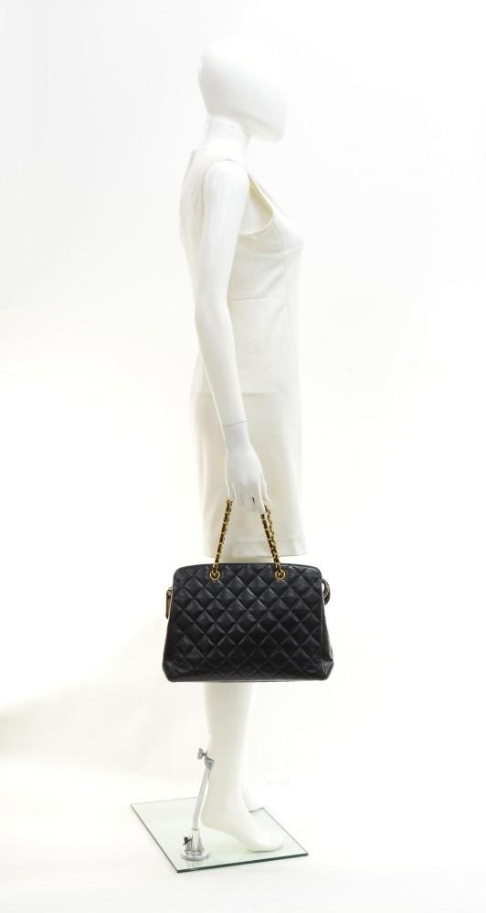 12" Quilted Lambskin Leather Tote Bag