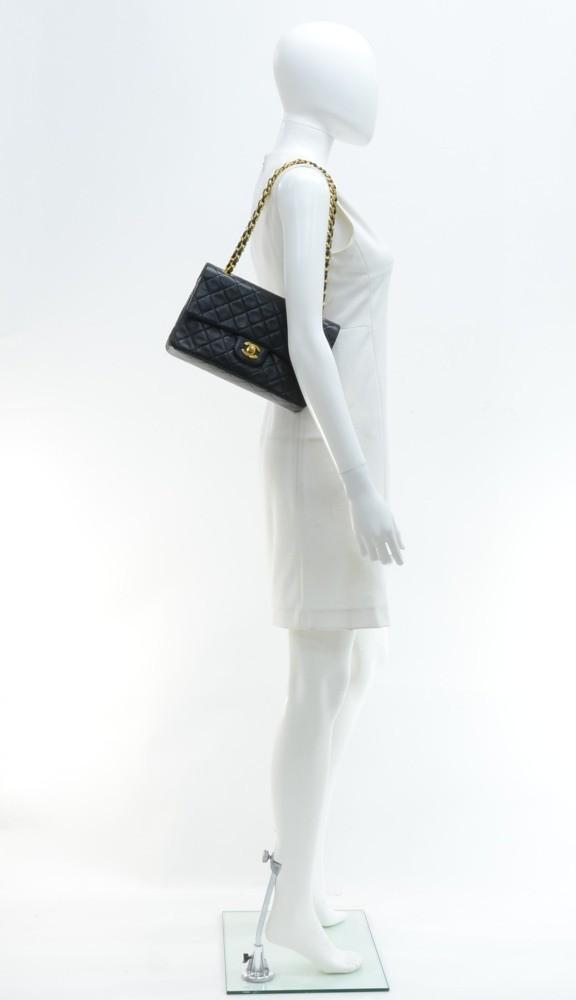 10" Double Flap Quilted Lambskin Leather Shoulder Bag