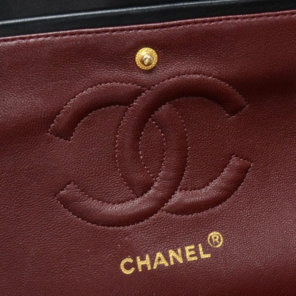 10" Double Flap Quilted Lambskin Leather Shoulder Bag