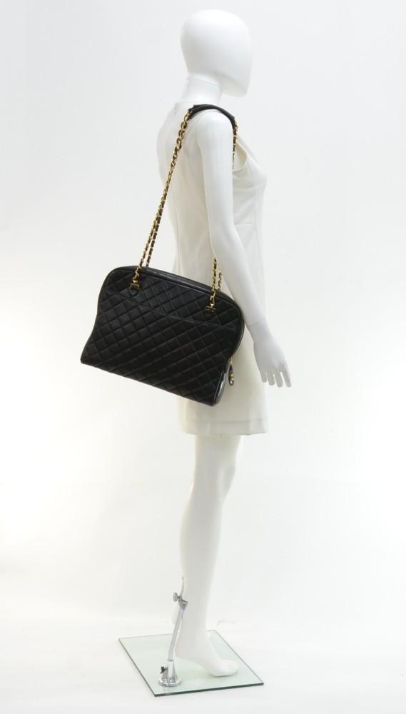 14" Quilted Lambskin Leather Tote Bag