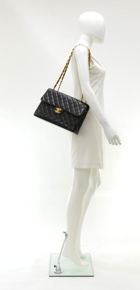 12" Classic Flap Quilted Lambskin Leather Shoulder Bag