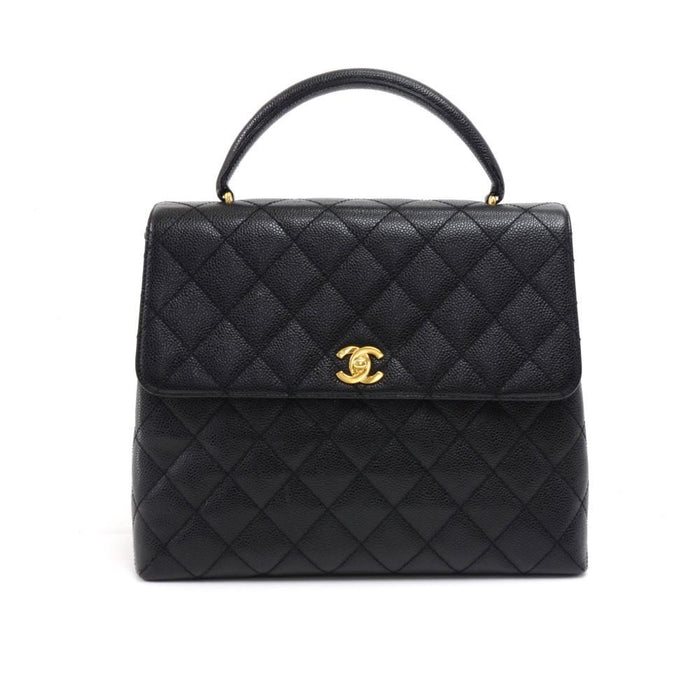 12" Kelly Flap Quilted Caviar Leather Handbag