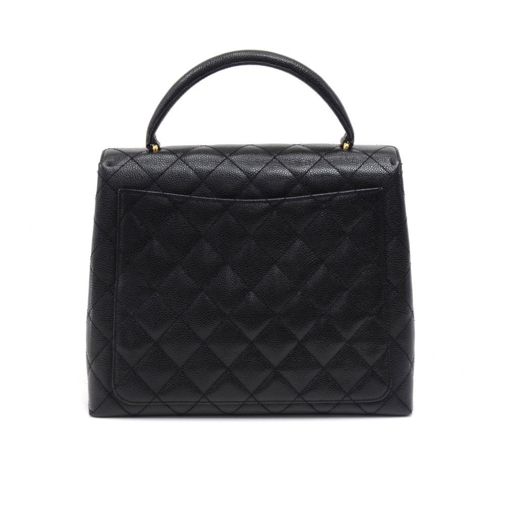 12" Kelly Flap Quilted Caviar Leather Handbag