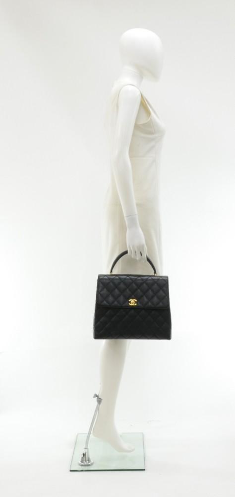 12" Kelly Flap Quilted Caviar Leather Handbag