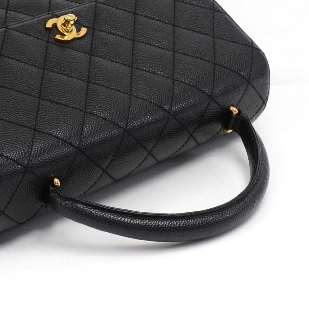 12" Kelly Flap Quilted Caviar Leather Handbag