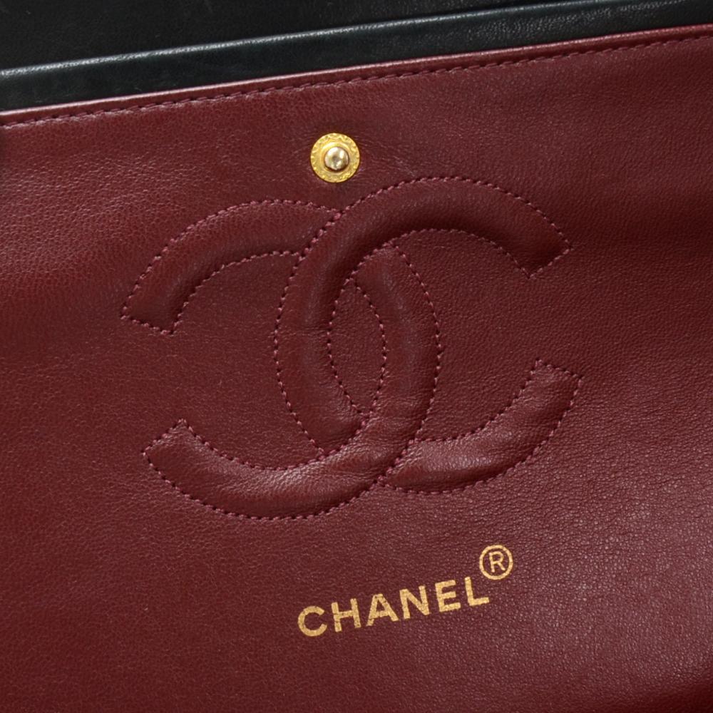 10" Lambskin Leather Double Flap Shoulder Bag