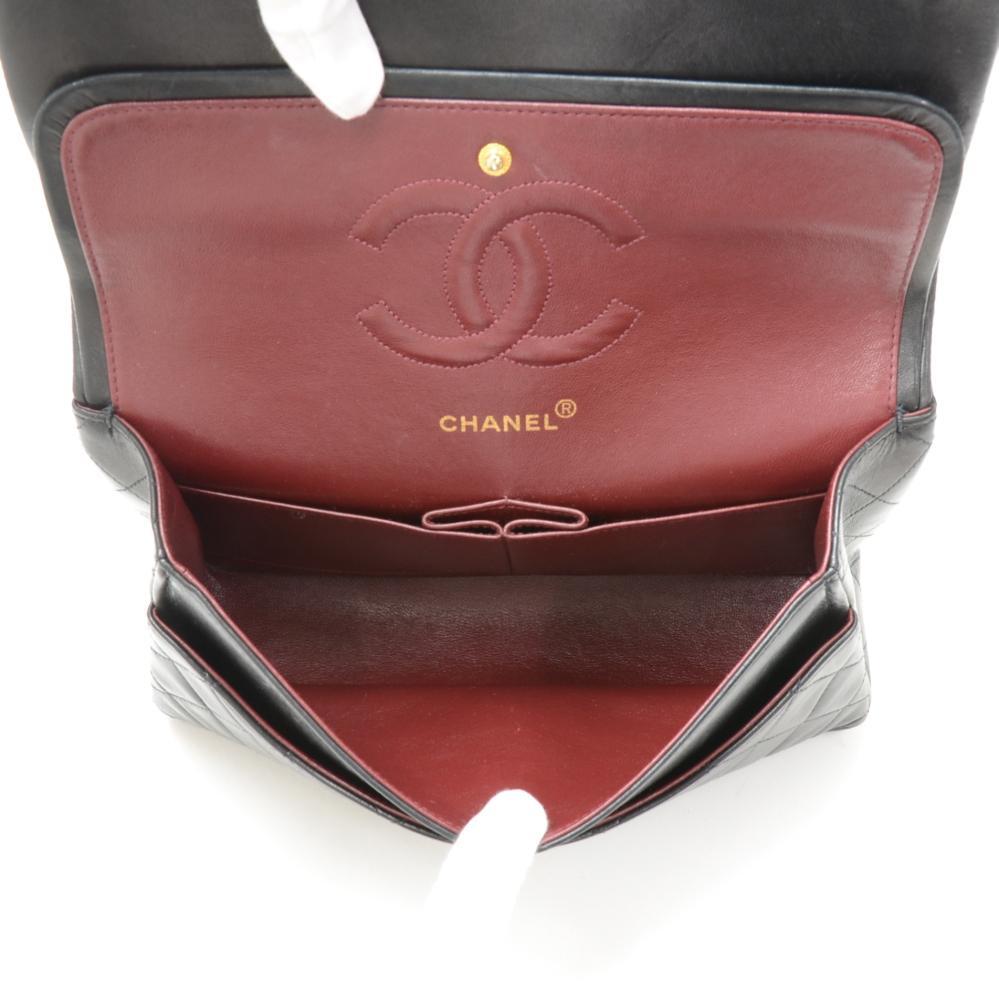 10" Lambskin Leather Double Flap Shoulder Bag